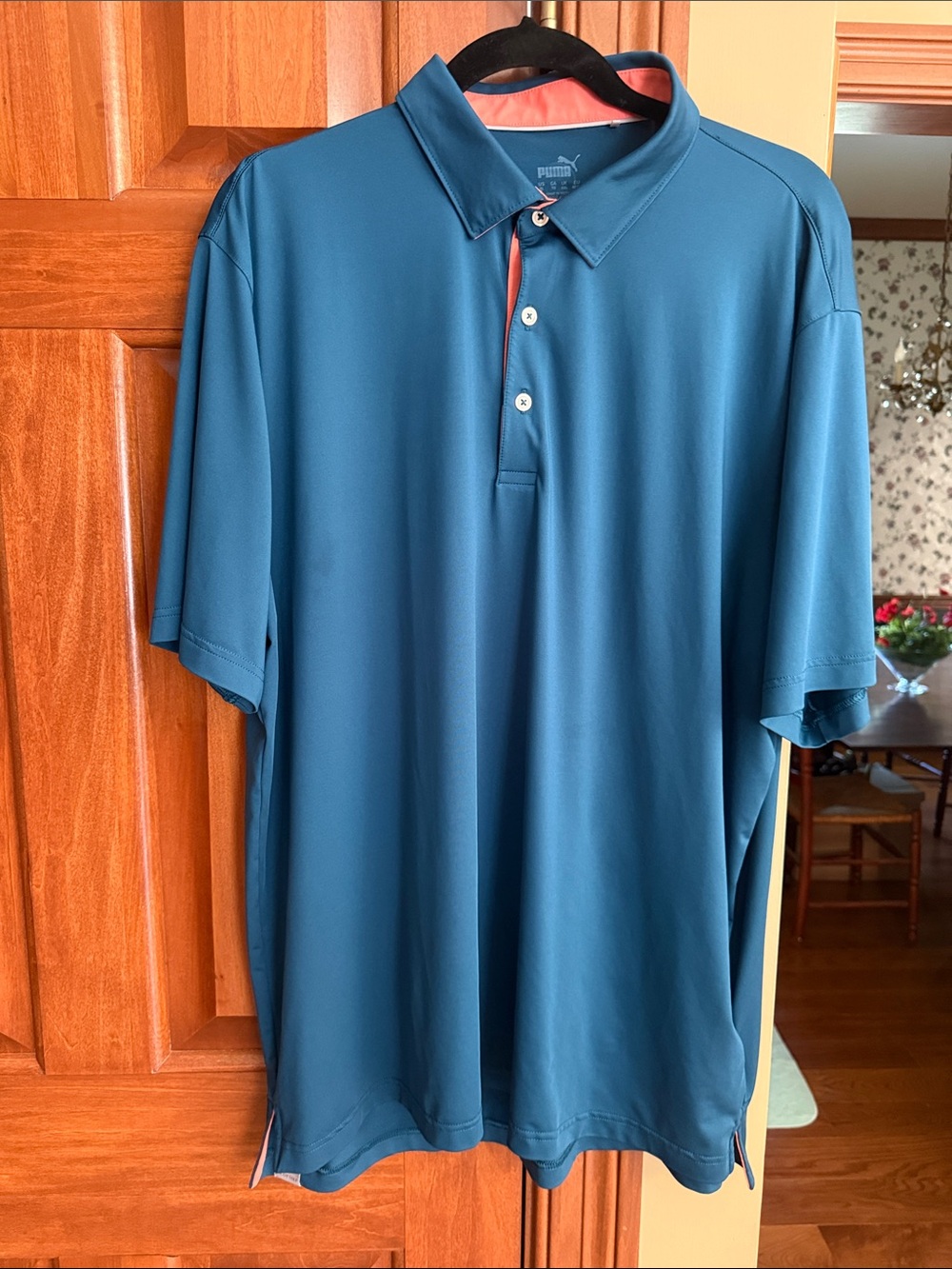 Puma Men’s Teal Polo with Coral Trim